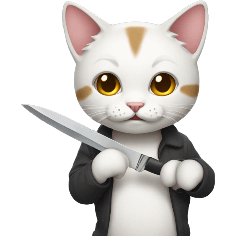 Kitty with a knife emoji