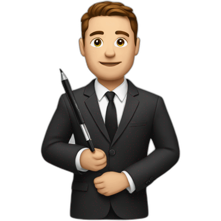 elon must in a suit with pen emoji