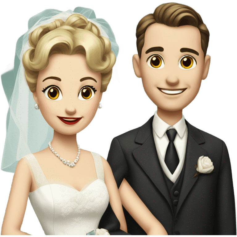 realsitc 1950's Bride & Groom emoji