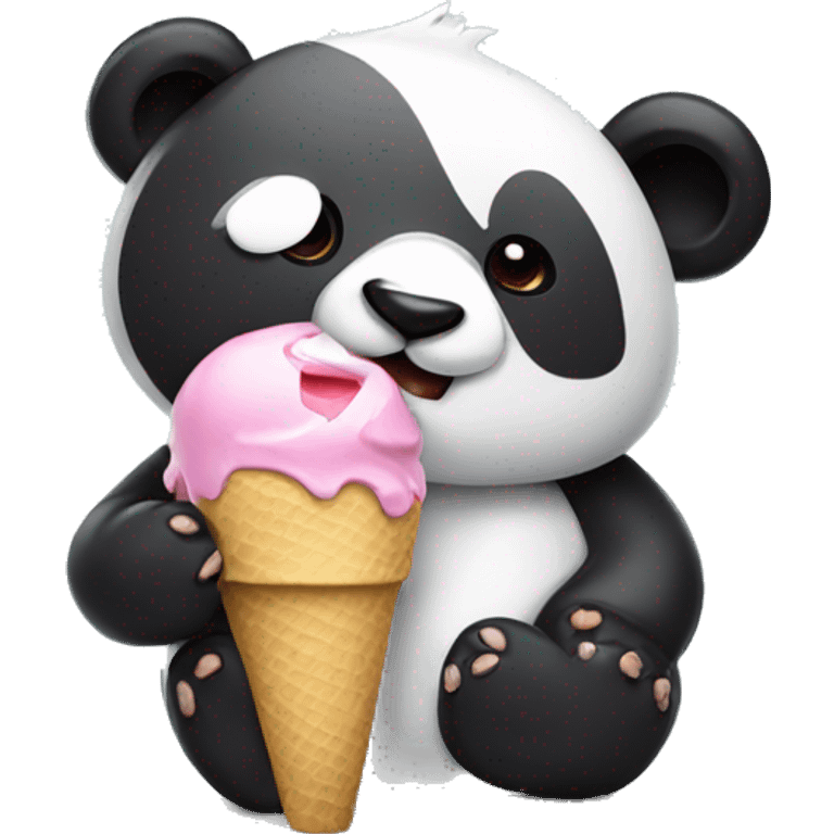 Panda eating ice cream emoji