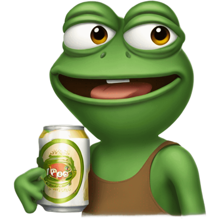 pepe drinking a beer emoji