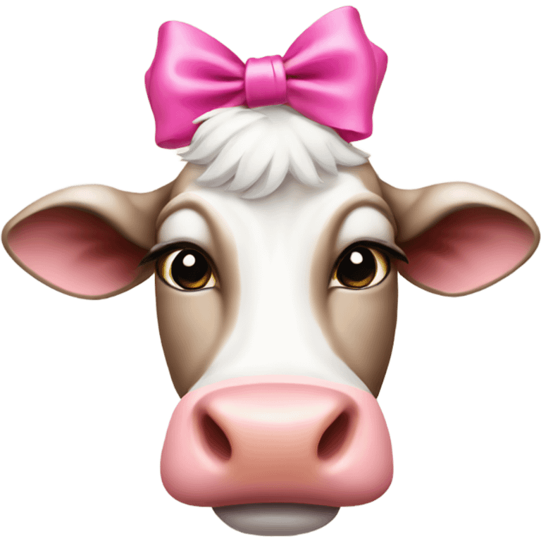 Cow wearing pink bow on head emoji