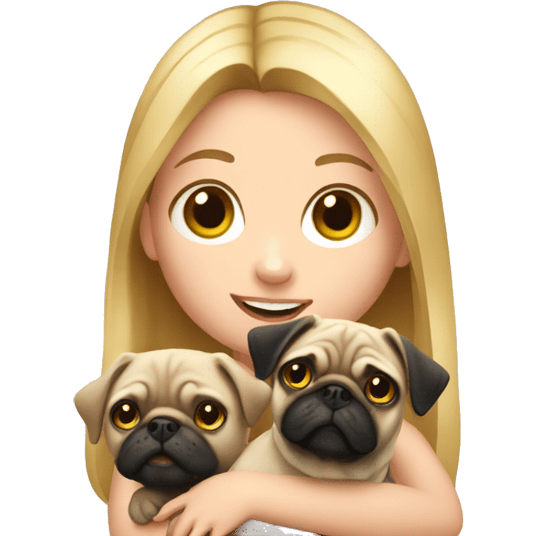 blond girl holding pug  emoji