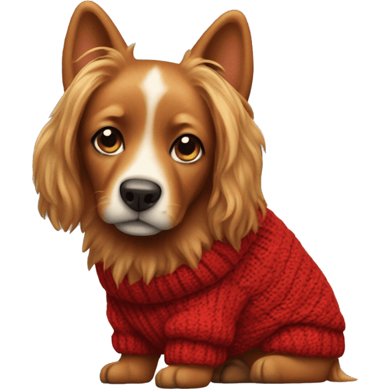 Red dog wearing sweater  emoji