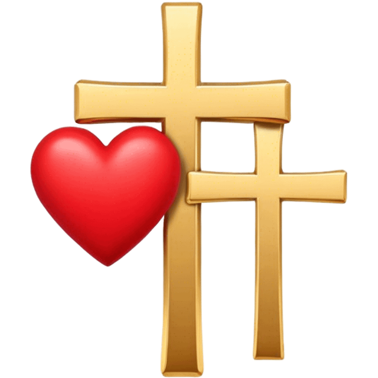 Two red  hearts around  a simple gold cross  emoji