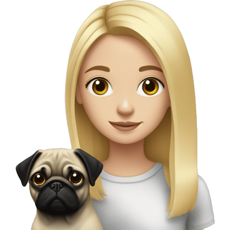 blonde girl with Black pug indoors emoji