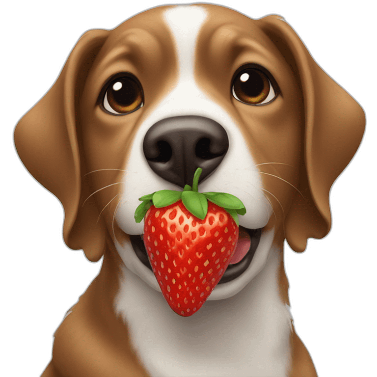 A dog eat strawberries  emoji