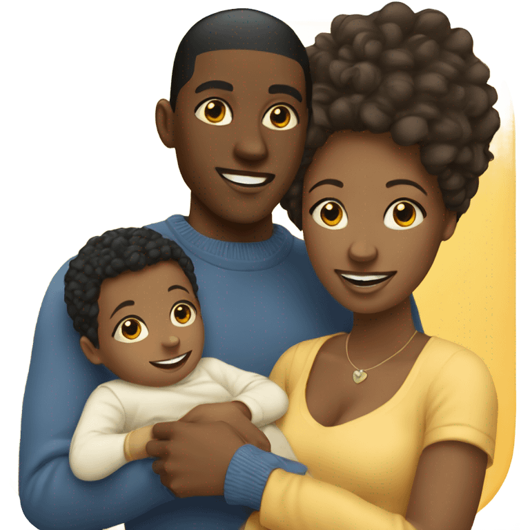 Young black couple with baby  emoji