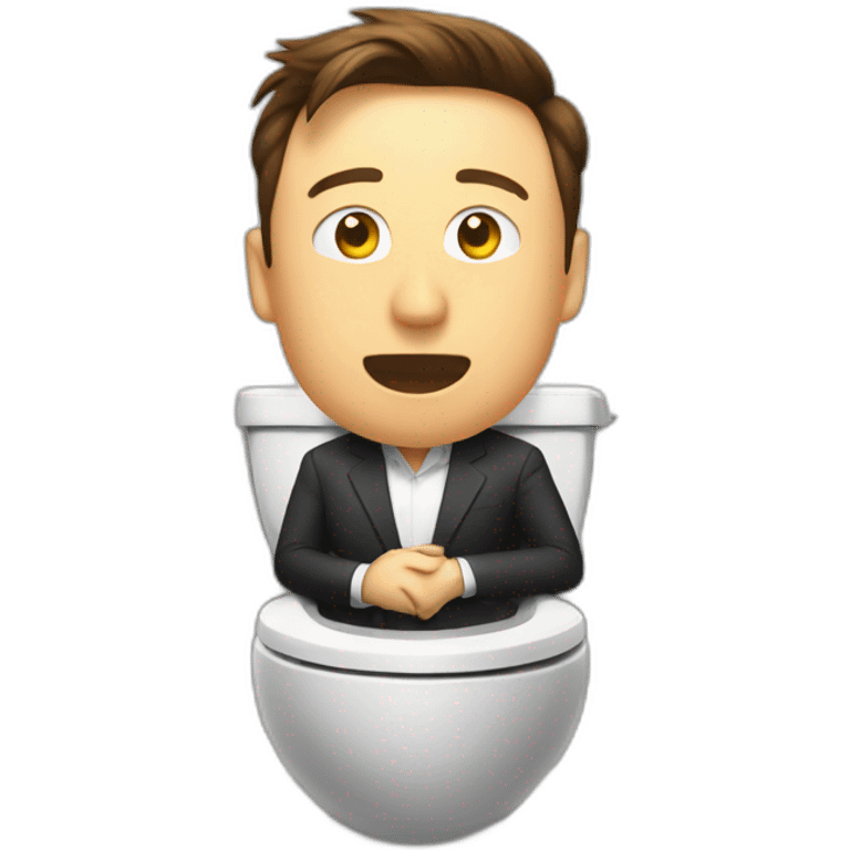 elon musk in the toilet that has the twitter logo emoji