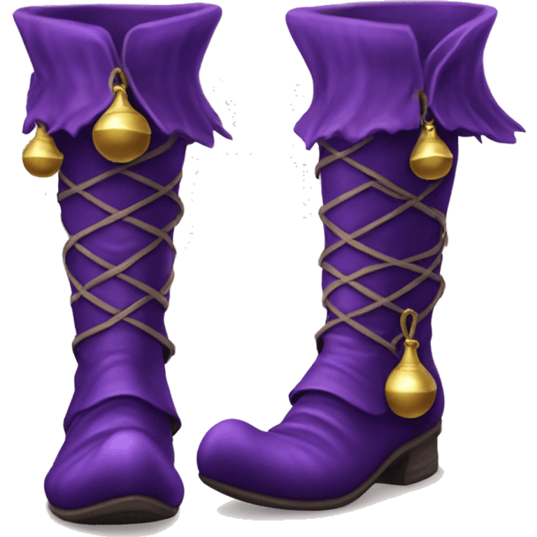 Realistic isolated royal purple elf boots with bells. emoji