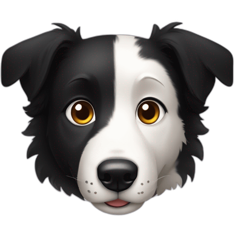 Black border collie face dog with Semi-pricked ears emoji