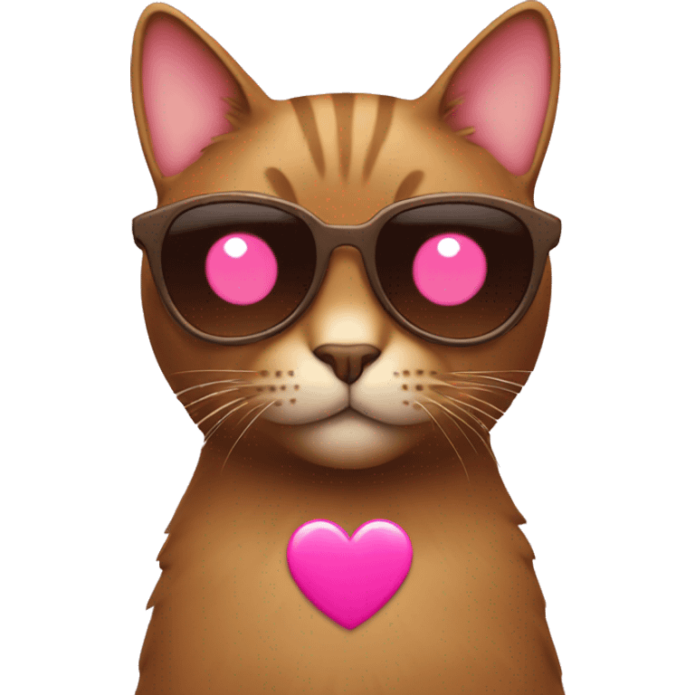 brown cat with pink heart sunglasses emoji