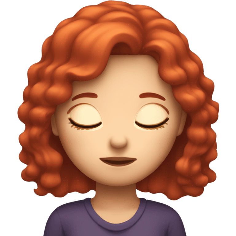 Girl with red hair fall asleep emoji