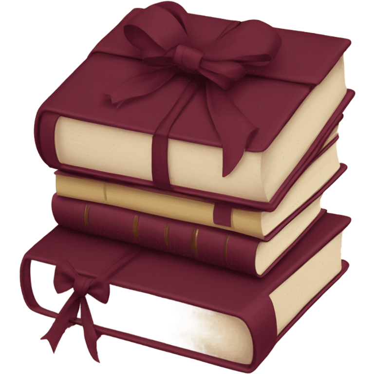 burgundy books stacked up and tied together by a burgundy bow emoji