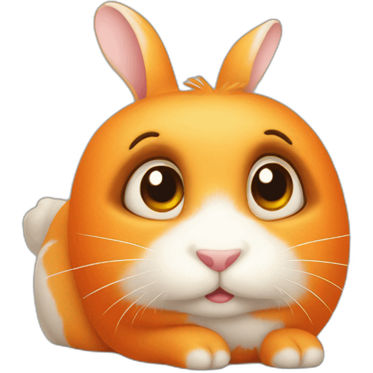 orange cute rabbit with big eyes lying emoji