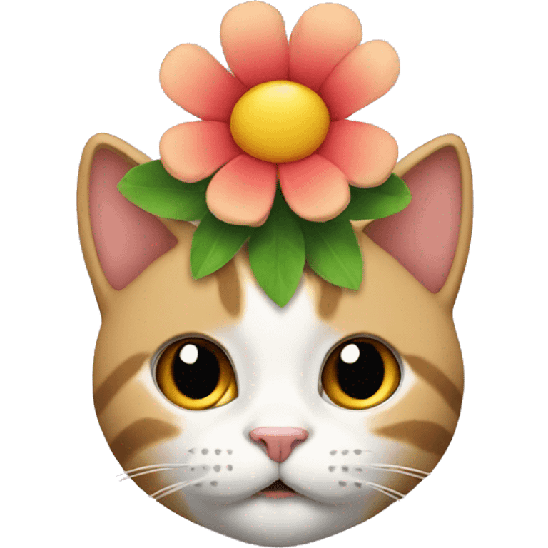 Flower with cat head in middle emoji