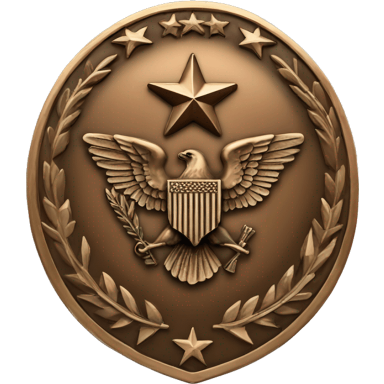 Bronze military badge with stars and an eagle emoji