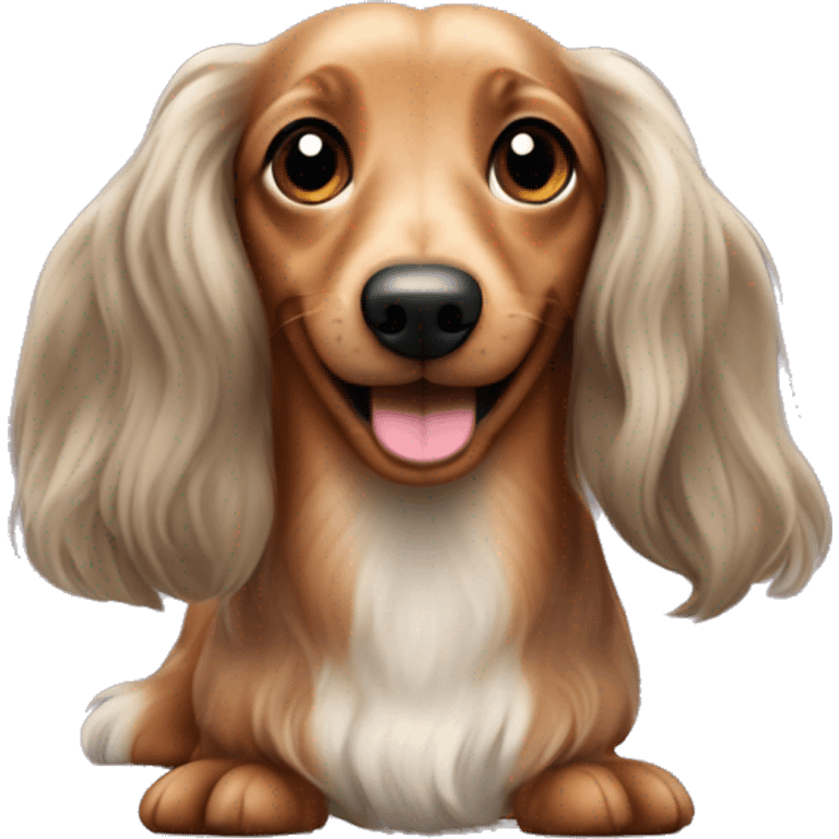 mini longhaired dapple wiener dog emoji