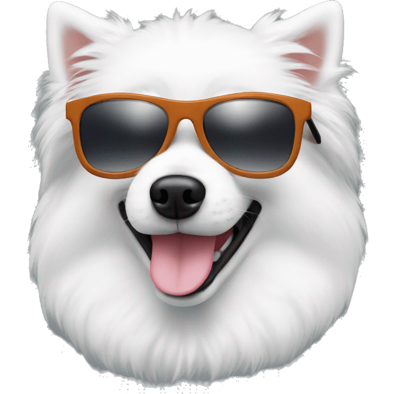 Japanese spitz dog with sunglasses emoji