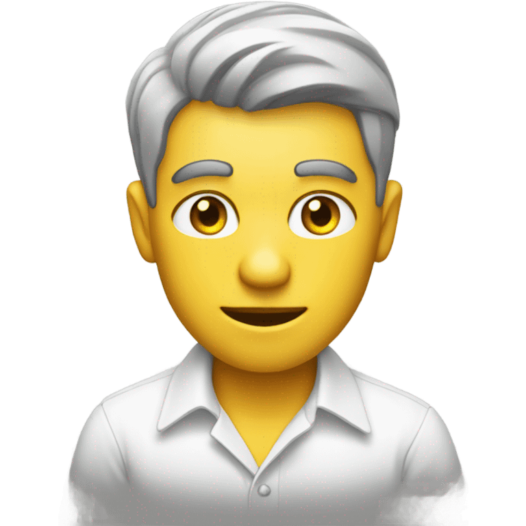 yellow skin man typing on keyboard wearing white button down shirt front view emoji