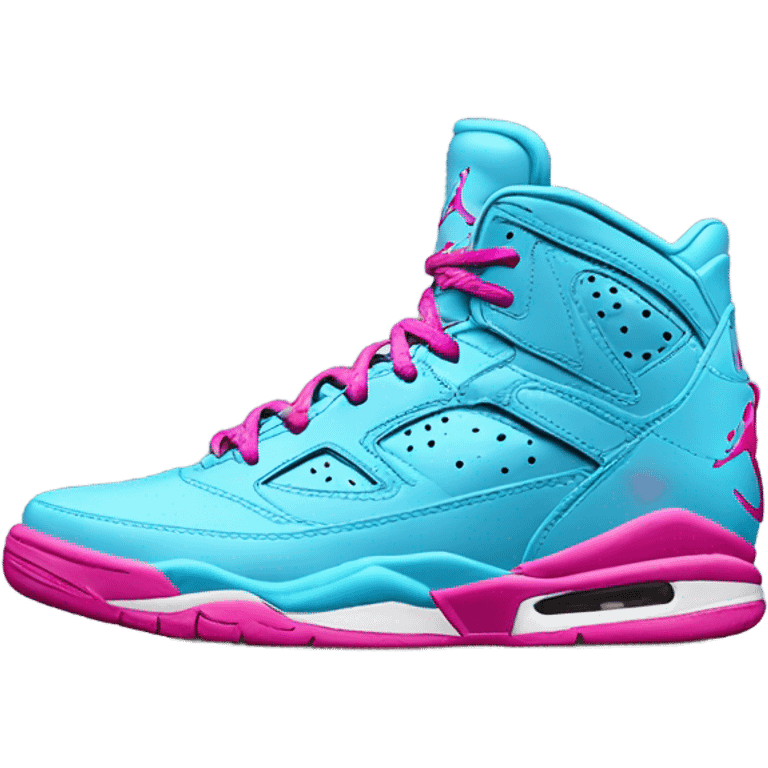 Realistic metallic sky blue and hot pink Jordan basketball sneakers. emoji