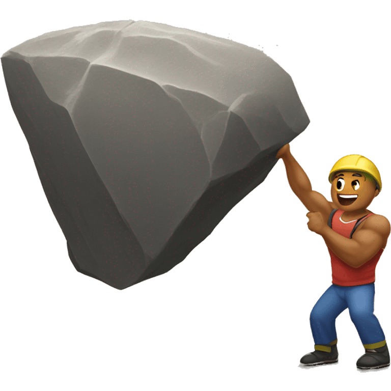 lifting a giant big boulder rock behind the back. show the boulder emoji