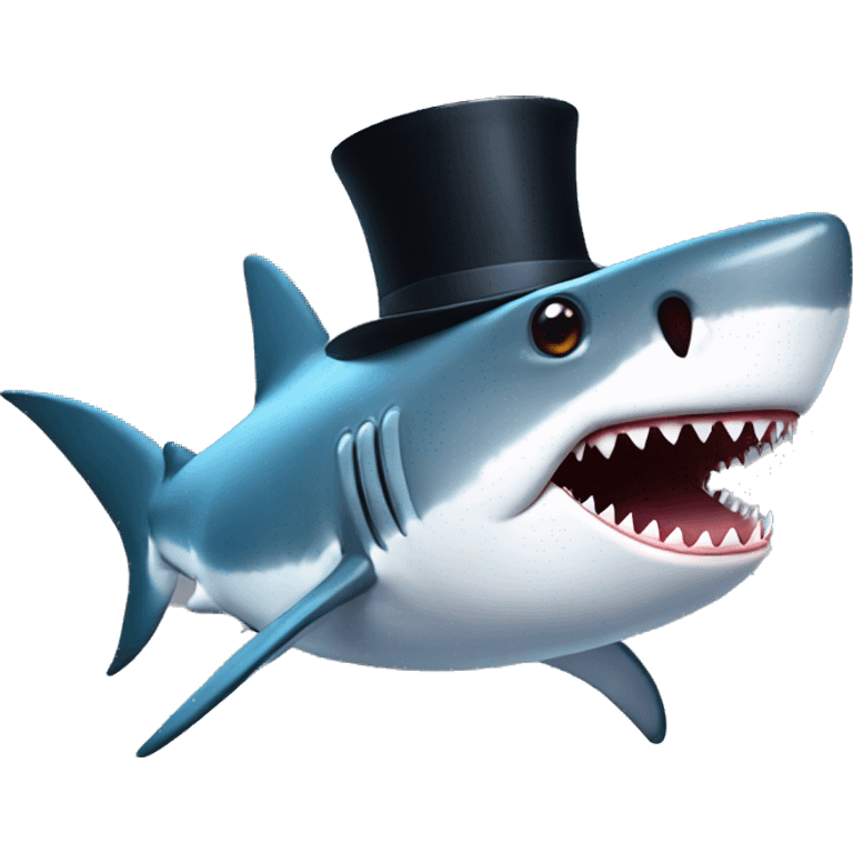 Shark with a top hat emoji