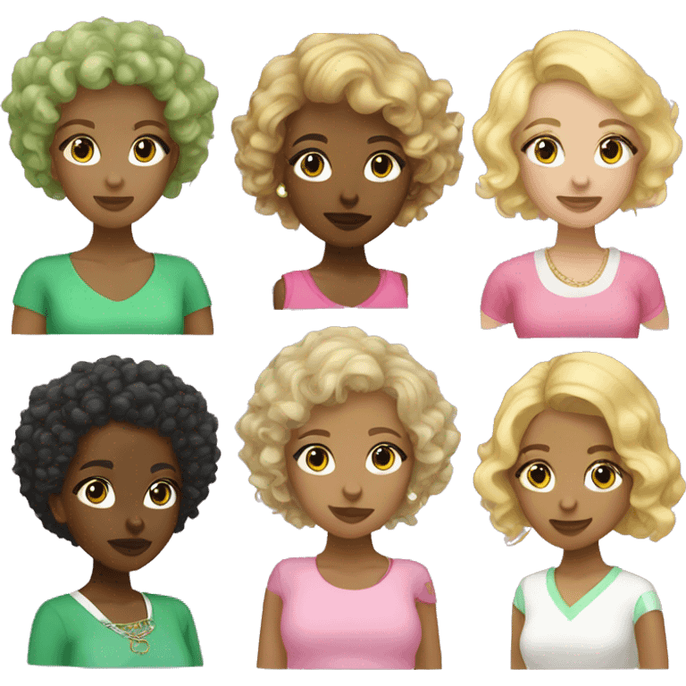 Pink green sorority black girl with curly short blonde hair emoji