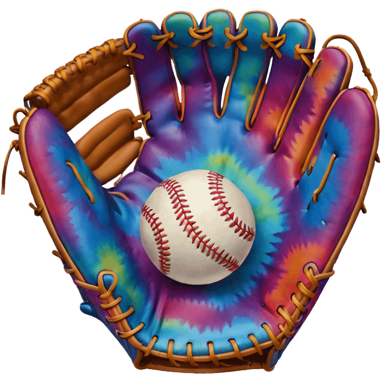 Baseball in a tie dye glove emoji