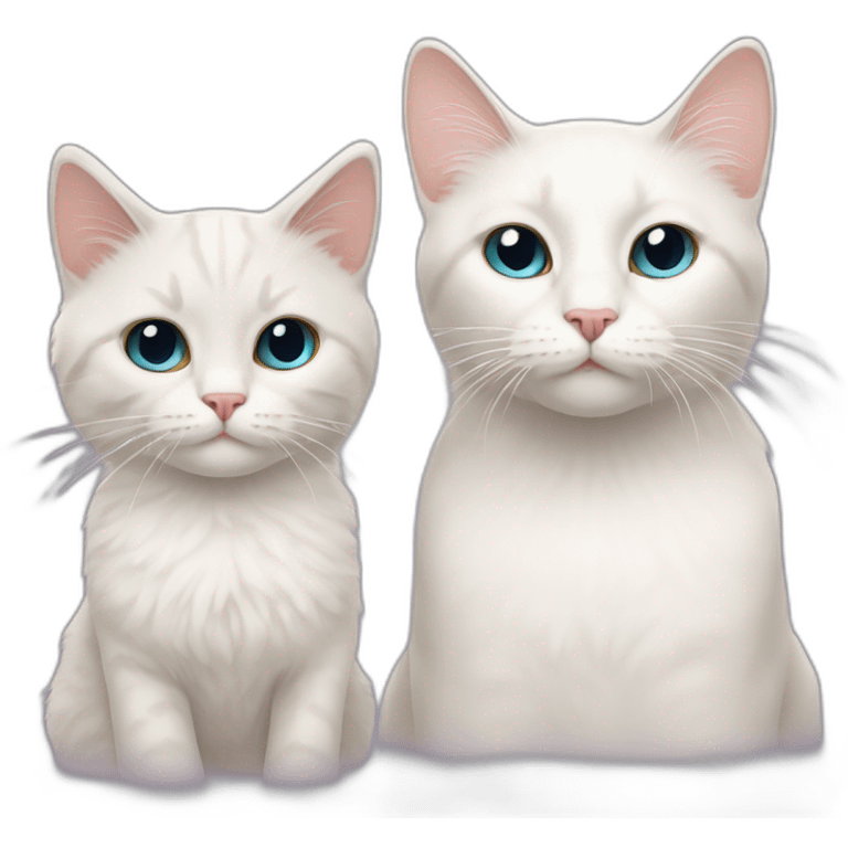 white short-hair cat and Ragdoll cat emoji