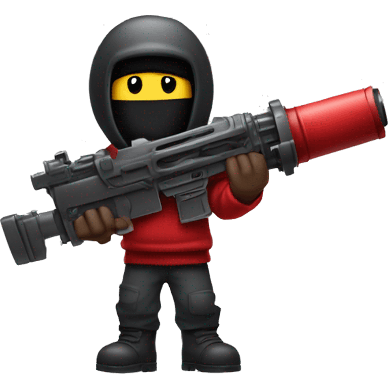 red among us character holding m134 minigun emoji