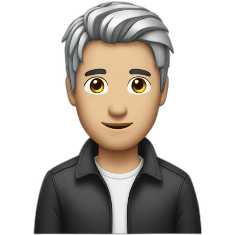 man with black hair and silver streak in hair emoji