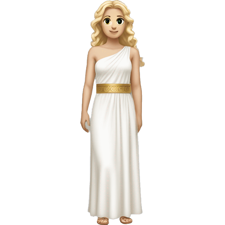 Greek goddess blonde white dress  emoji