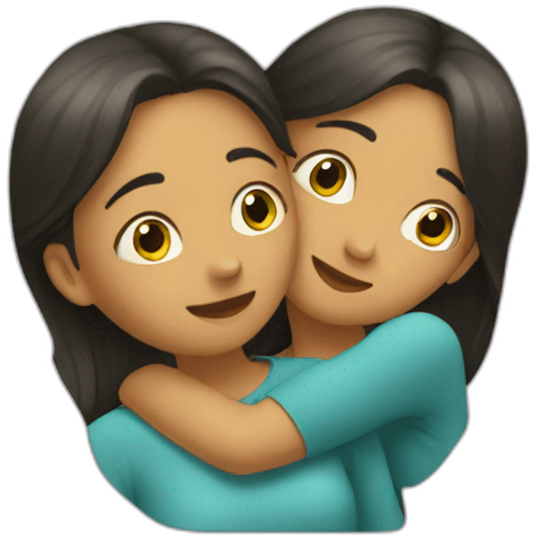 girl hugging mirror reflection emoji