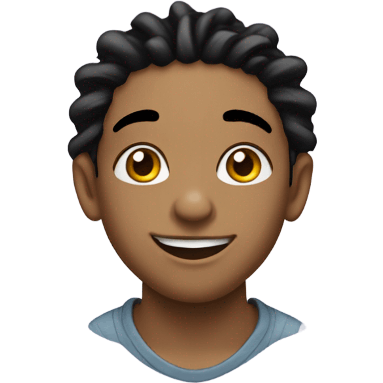 young guy with short black dread locks wearing earrings and big lips and smiling with dimples emoji