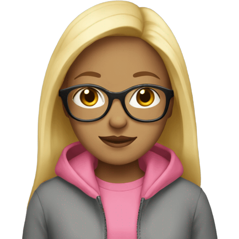 Make a blonde girl with glasses and a pink hoodie emoji