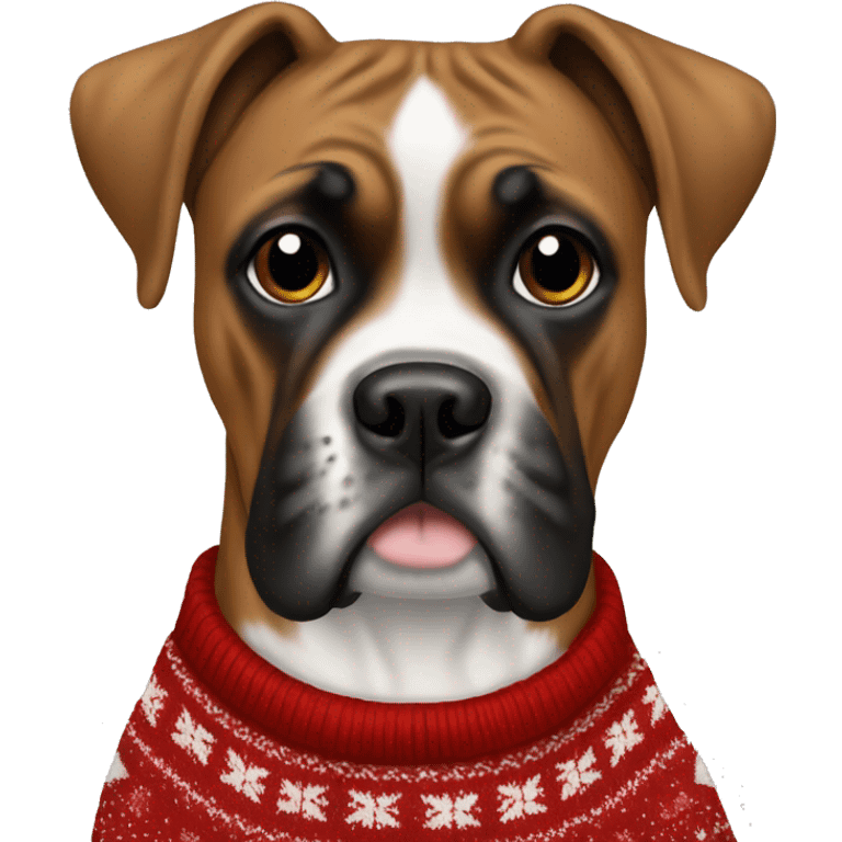 boxer dog wearing christmas sweater emoji