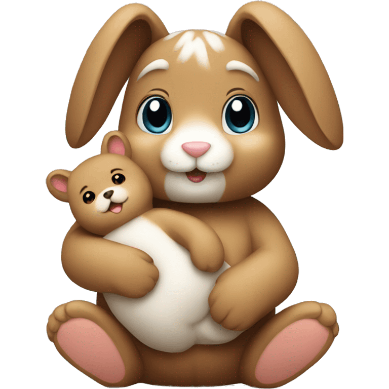 Bunny holding a bear emoji