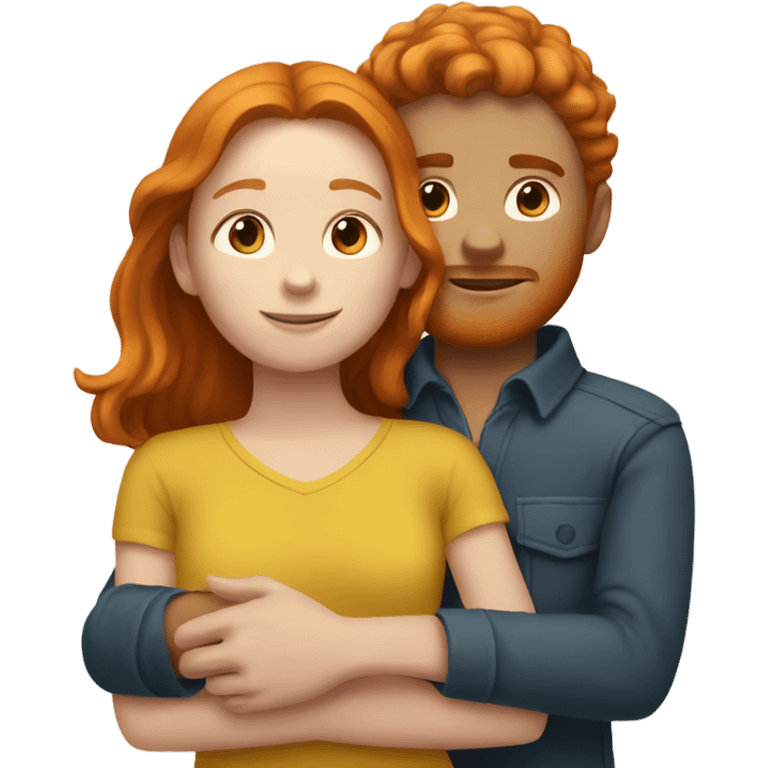 Ginger boy and brunette girl hugging  emoji