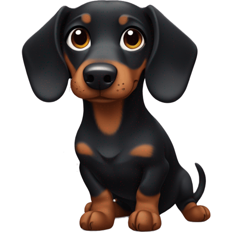 Black dachshund making a heart with his paws emoji