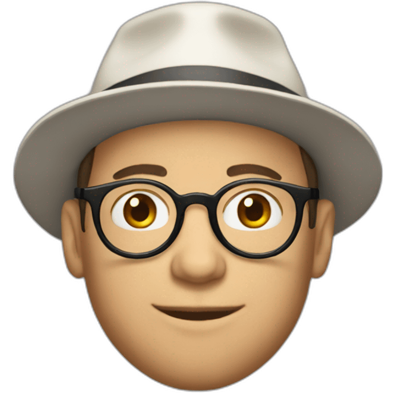 white 40yr old male with paperboy hat and round glasses emoji