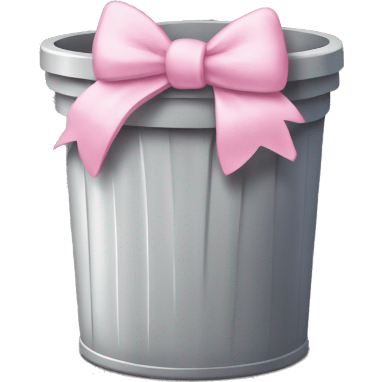 Trash can with light pink bow around the side emoji