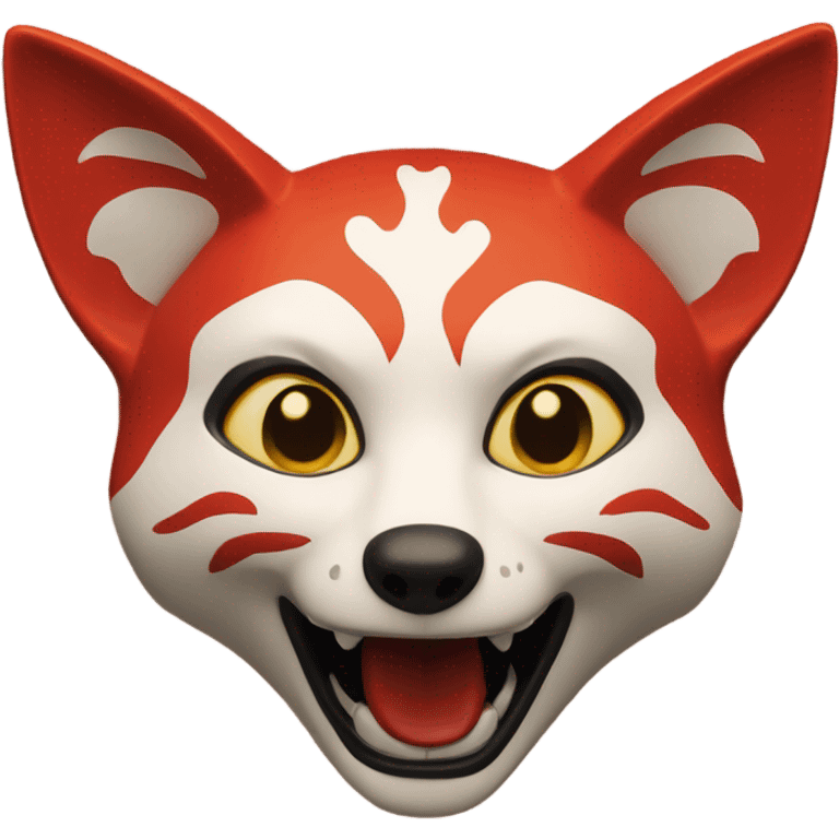 Red Kitsune mask, shocked amazed face emoji