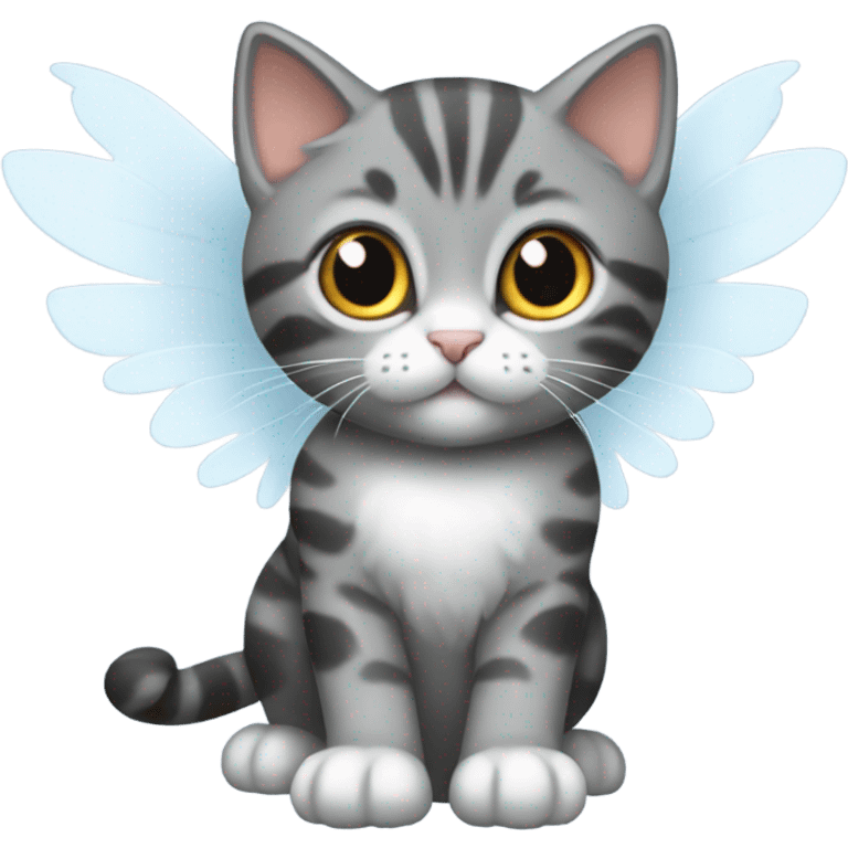 Grey and black tabby kitten with white legs, razor sharp talons and wings of fire  emoji