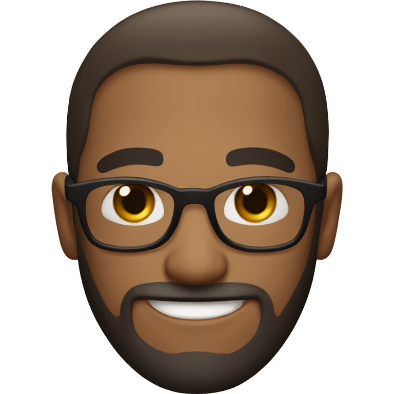 Man without a beard, with glasses , rubbing hands and smiling emoji