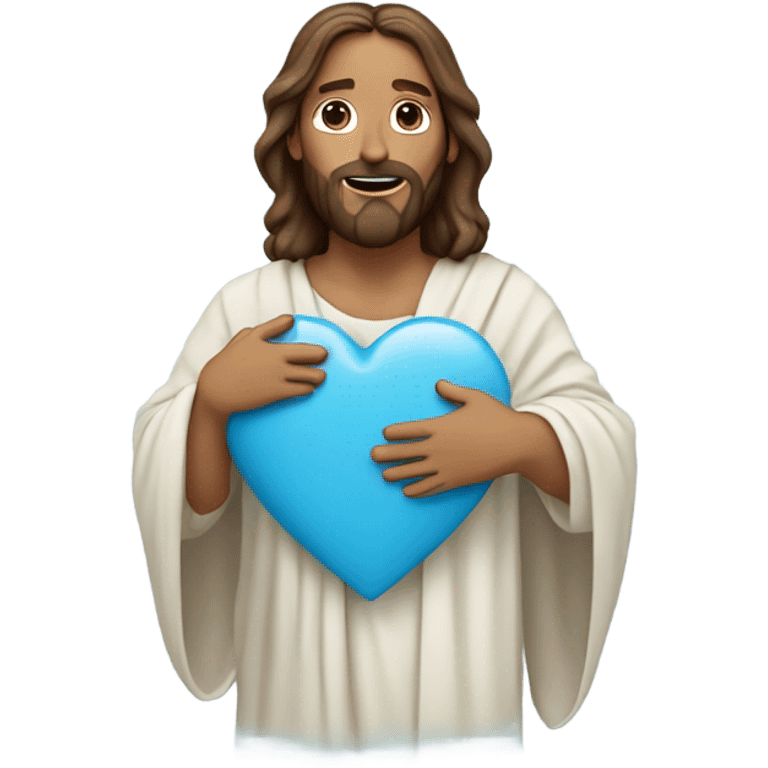 Jesus holding a baby blue heart  emoji