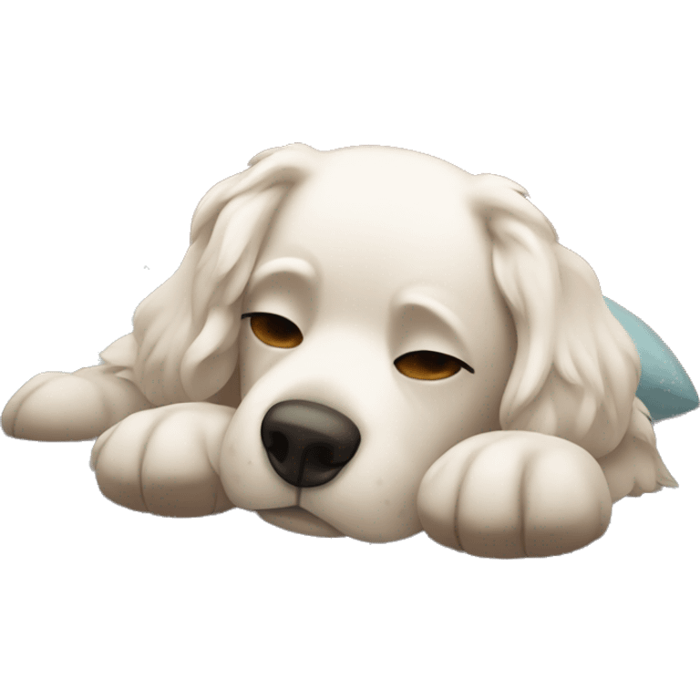 cozy dog resting on bed emoji