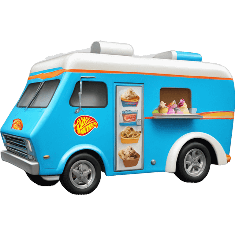 Hot wheels style, 1971, good humor ice cream caravan, blue, food truck style  emoji