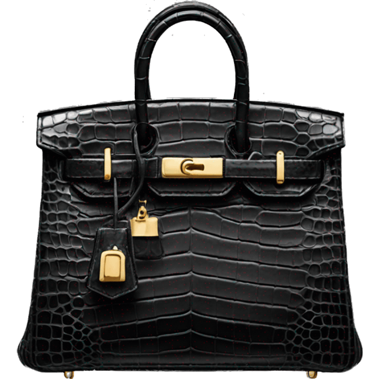 black crocodile birkin with gold hardware  emoji