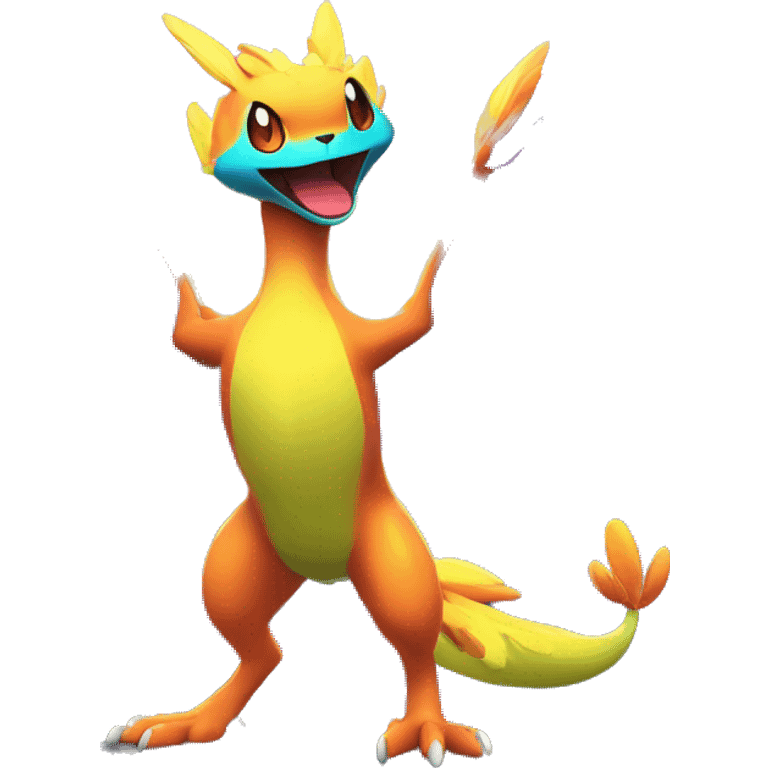 Colorful Neon Colors Vibrant Colors Flying Fakémon-Pokémon-Creature Full Body emoji